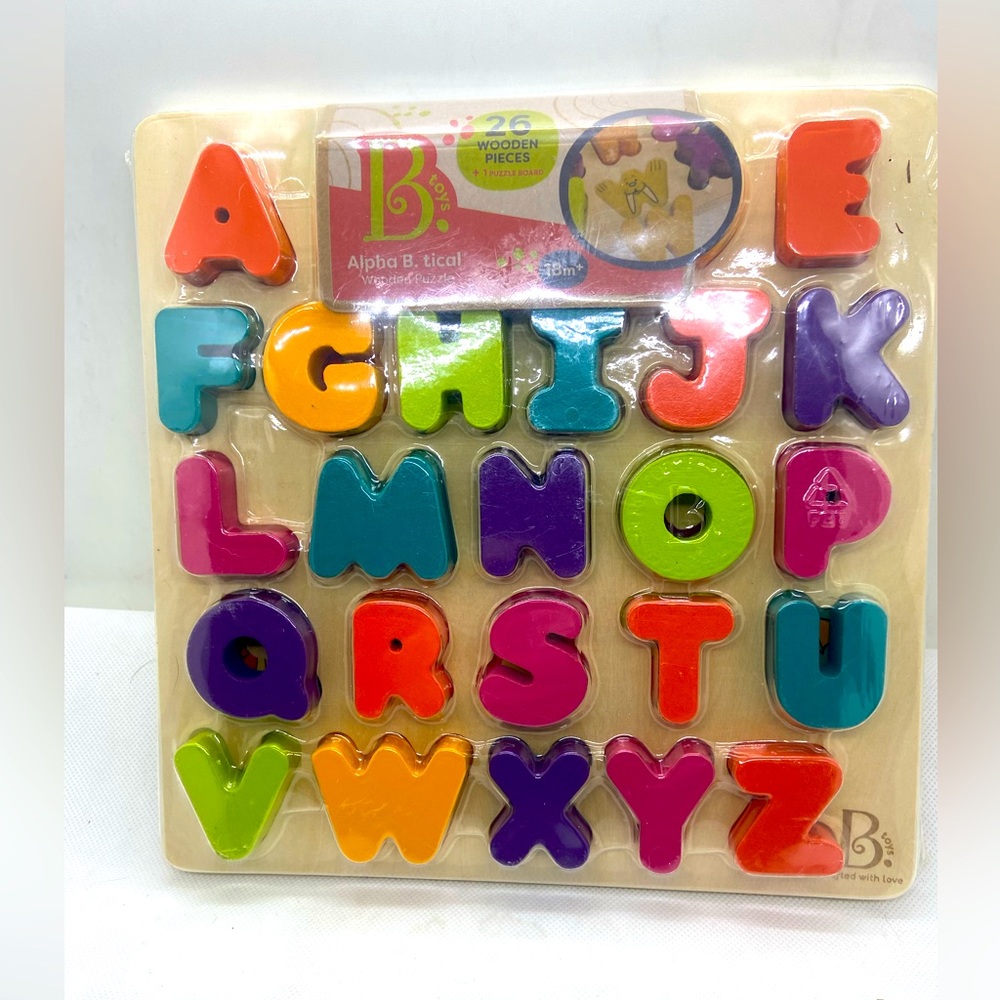 B. Toys Wooden Alphabet ABC Puzzle 26 Letters Toddler Toy NEW